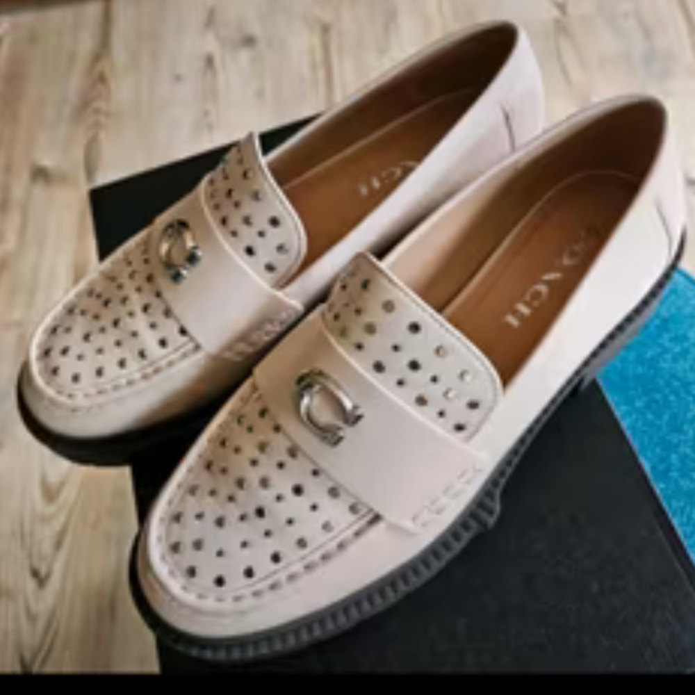 Coach Leela Chalk Studded Loafers - Sz. 10 - New in Box - Picture 6 of 8